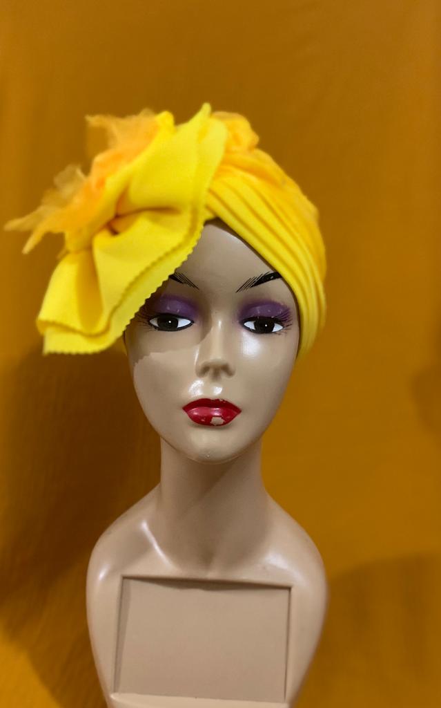 Yellow Wave Bold Floral Head wrap